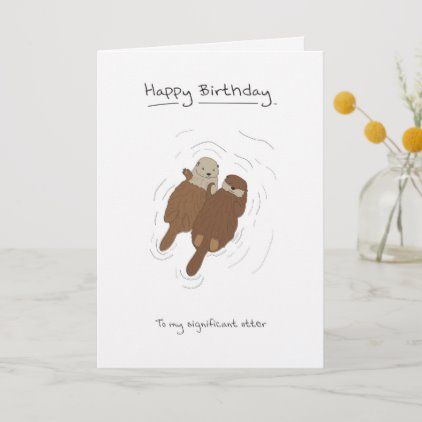 Otter Birthday Cards, Postcrossing Ideas, Otter Birthday, Couple Christmas Card, Couple Holiday, Punny Cards, Watercolor Birthday Cards, Newlywed Christmas, Birth Cards