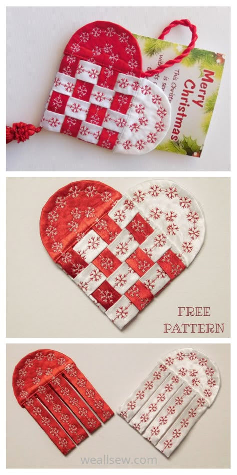 Free Origami Patterns, Fabric Ornaments Diy, Cadeau Noel Diy, Scandinavian Crafts, Scandinavian Heart, Sewing Tutorials Bags, Purse Diy, Sew Bags, Diy Sewing Gifts