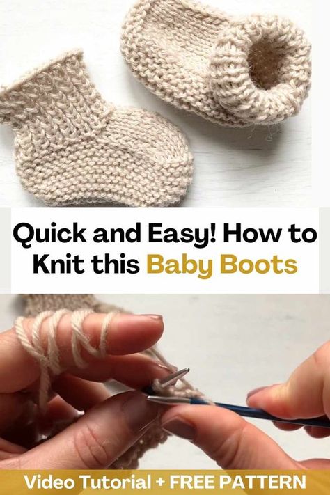 Make adorable boots for the special baby in your life. With this incredible video tutorial, you can learn how to make baby booties in a super easy and fast way. These boots are very adorable, the creator of this video will teach you how to make them step by step so that you can do them and the result is perfect for you. You can knit one of these booties in just 30 minutes. In addition to the fact that this knitting project can be completed quickly, these booties are a favorite with babies... Knit Baby Booties Pattern Free, Baby Socks Free Knitting Pattern, Knitted Baby Boots, Gifts From The Heart, Crochet Baby Socks, Baby Socks Knit, Baby Booties Free Pattern, Baby Boy Booties, Knitting Videos Tutorials