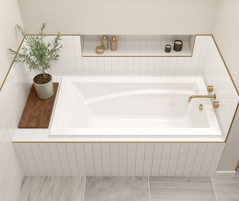 Drop In Tub Surround, Drop In Tub Ideas, Bathroom Design Styles, Faucet Installation, Drop In Tub, Drop In Bathtub, White Tub, Access Panel, Corner Tub