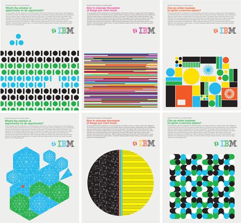 Graphic IBM Posters - AnotherDesignBlog. Ibm Design, Data Visualization Design, Graphic Posters, Office Designs, Leaflet Design, Wireless Network, Learning Graphic Design, Event Branding, Abstract Geometric Art