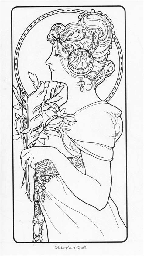 Alphonse Mucha Coloring Pages Book sketch template Stain Glass Coloring Pages, Motifs Art Nouveau, Alphonse Mucha Art, Mucha Art, Alfons Mucha, Art Nouveau Pattern, Art Nouveau Illustration, Desenho Tattoo, Art Nouveau Design