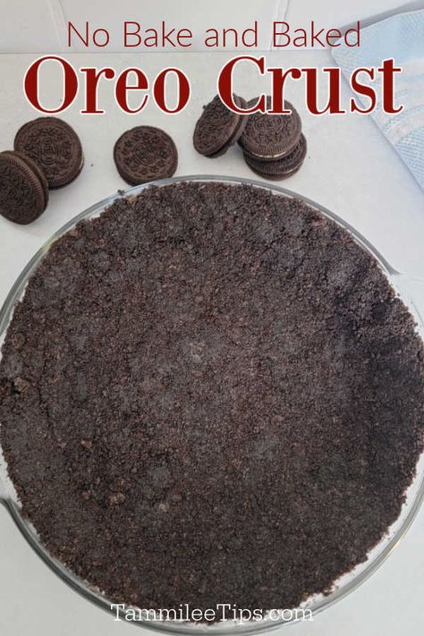 No Bake Oreo Crust Recipe, Oreo Base Cheesecake, Oreo Ice Cream Pie Recipe, Oreo Crust Ice Cream Cake, Ice Cream Pie With Oreo Crust, Oreo Pie Crust Recipe, Easy Oreo Pie, Cookie Pie Crust Recipe, Oreo Crust Recipe