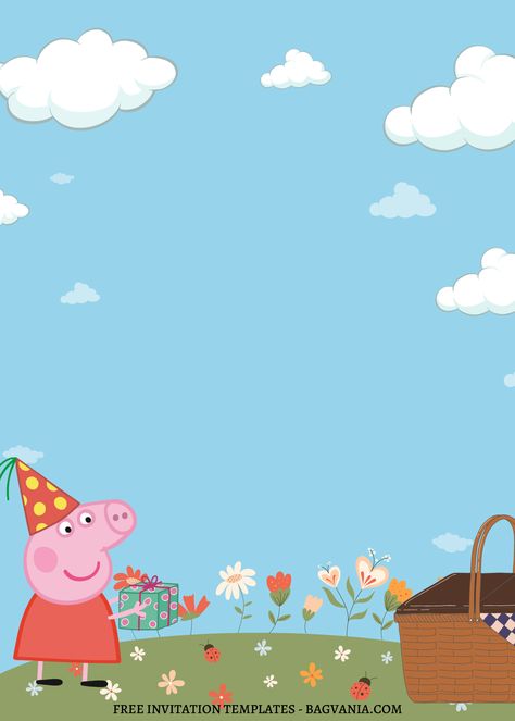 Peppa Pig Birthday Invitations Template, Peppa Pig Birthday Invite, Peppa Pig Party Invitations, Peppa Pig Invitation Template Free, Peppa Invitation, Peppa Pig Background, Pippa Pig, Pig Birthday Theme, Peppa Pig Invitation