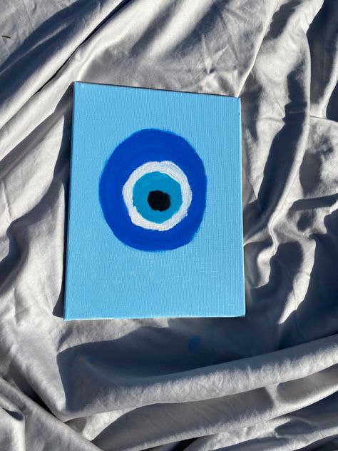 Art Experiments Sketchbook, Canvas Painting Ideas Evil Eye, East Painting Ideas Beginners Canvas, Evil Eye On Canvas, Easy Evil Eye Painting, Evil Eye Painting Canvases Easy, Spiritual Paintings Easy Aesthetic, Tiny Paintings Simple Easy, Evil Eye Acrylic Painting