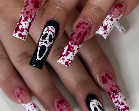 Luxury Custom Nails/ Free Style/ Halloween Nails/ Spooky Nails/ Blood Drip Nails/ Horror Nails/french Tip Nails/black White Nails/ Witchy - Etsy.de French Tip Nails Black, Blood Drip Nails, Nails Scary, Nails Horror, Halloween Nails Spooky, Nails Witchy, Nails Spooky, Girls Nail Designs, Horror Nails