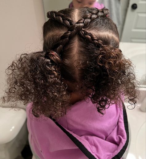 Pig Tails Hairstyles Kids, Pig Tail Hairstyles Kids, Aries Hair, Tails Hairstyles, Pig Tails Hairstyles, Low Pigtails, Cross Braids, Mixed Girl, Hairstyles Quick