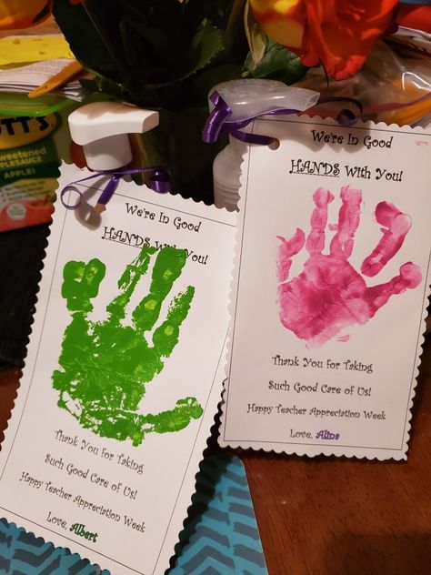 Teacher Appreciation Week gift for our fantastic daycare provider. Foam soap, and poem with handprint . Thank You To Daycare Teacher, Nursery Worker Appreciation Gifts, Christmas Present For Daycare Teacher, Teacher Appreciation Gifts From Toddler, Day Care Gifts Appreciation, Teacher Appreciation Week Daycare, Daycare Worker Gifts Christmas, Teacher Gift Soap, Babysitter Appreciation Gifts