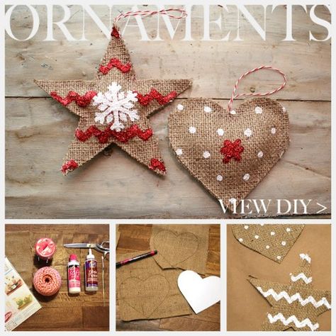 100 Gorgeous Burlap Projects that will Beautify Your Life Burlap Christmas Decorations, Diy Christmas Ornament, Diy Christmas Decorations Easy, Burlap Christmas, 12 December, Easy Christmas Diy, Noel Christmas, Christmas Ornaments To Make, Country Christmas