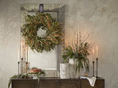 Arhaus Christmas, Country Christmas Decor, Temporary Decorating, Arhaus Furniture, Christmas Decorating Ideas, Rustic Ornaments, Taper Holders, How To Clean Mirrors, Country Christmas Decorations