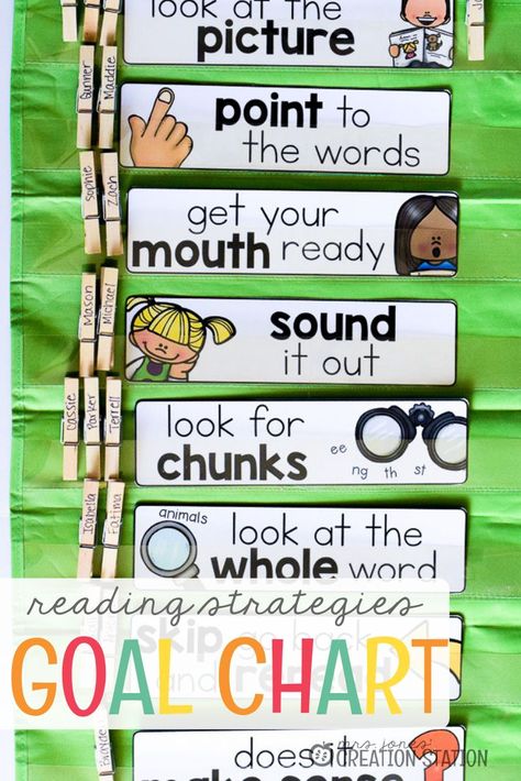 Learning To Read Games, Reading Strategy Bookmarks, Goal Chart, Reading Strategy, Reading Learning, Goal Charts, Creation Station, Reading Goals, Kindergarten Resources