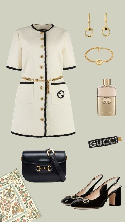 #vintage #outfitinspo #gucci #oldmoney #designer #classyoutfit #fashion #styleinspo Gucci Outfits Aesthetic, Vintage Gucci Aesthetic Outfit, Gucci Runway Outfits 90s, Elegant Fitted Gucci Tops, Chic Luxury Gucci Tops, Preppy Style Outfits, Old Money Outfits, Fashion Trend Board, Old Money Outfit