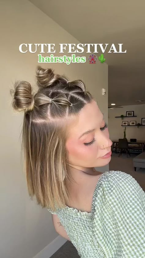 Rave Hairstyles, Festival Hairstyles, Concert Hairstyles, Rave Hair, Fest Outfits, Hairdos For Short Hair, Peinados Fáciles Para Cabello Corto, Short Hair Tutorial, Work Hairstyles