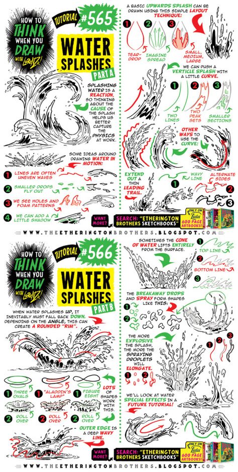 The Etherington Brothers How To Draw Water, Etherington Brothers, Mini Tela, Draw Water, Comic Tutorial, How To Think, Water Drawing, Drawing Exercises, Sketches Tutorial