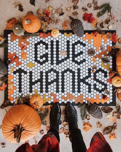 Letterfolk on Instagram: “Who's gotten their Tile Mats ready for Thanksgiving?🙋‍♀️ This stunning design by @mccoyandco is all the motivation we need!🍂✨ #tilemat…” Letterfolk Tile Mat Ideas, Tile Mat Ideas, Letterfolk Tile Mat, Thanksgiving Mats, Letter Folk, Thanksgiving Letter, Tile Mat, Tile Board, Mat Ideas