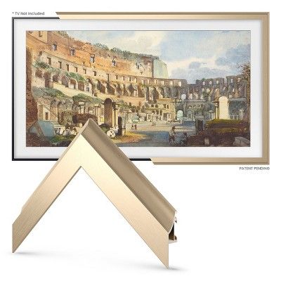 Deco Tv Frames 55" Customizable Alloy Scoop Frame For Samsung The Frame Tv (fits 2021-2022 Models) (pale Gold) : Target Gold Frame Tv, Deco Tv, Tv Frames, Samsung Tv Frame, Samsung The Frame Tv, Build A Frame, Samsung The Frame, The Frame Tv, Tv Size