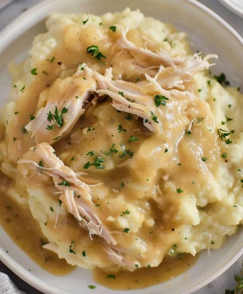 Turkey Gravy And Mashed Potatoes, Chicken In Gravy Over Mashed Potatoes, Turkey And Gravy Over Mashed Potatoes, Chicken Mashed Potatoes And Gravy, Creamy Chicken And Mashed Potatoes, Shredded Chicken Gravy Mashed Potatoes, Turkey Over Mashed Potatoes, Chicken And Gravy Over Mashed Potatoes, Chicken Mashed Potatoes Meals