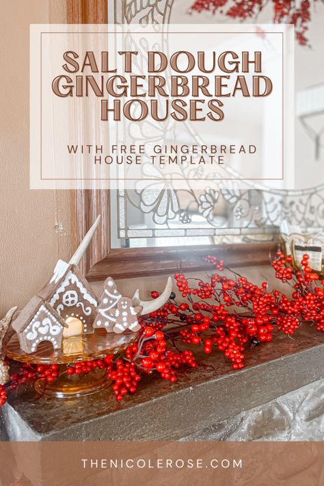 Salt Dough Gingerbread Houses » The Nicole Rose Diy Salt Dough, Traditional Gingerbread, Gingerbread House Template, Diy Christmas Village, House Template, Puff Paint, Gingerbread Houses, Christmas Villages, Salt Dough