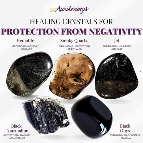 Protection From Negativity Crystal Kit - Etsy Canada Crystals For Protection, Best Healing Crystals, Crystal Healing Chart, Healing Crystals For You, Spiritual Crystals, Crystals Healing Properties, Crystal Healing Stones, Crystal Magic, Crystal Meanings