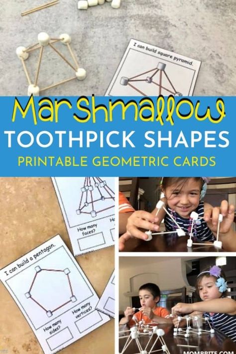 Toothpicks And Marshmallows Stem, Marshmallow Shapes With Toothpicks, 3d Shapes With Toothpicks, Marshmallow And Toothpick Building, Building 3d Shapes, Shapes Preschool Crafts, Marshmallow Shapes, Marshmallows And Toothpicks, Women History Month Activities