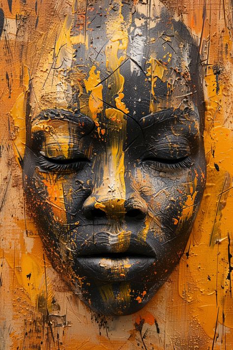 African Mask Resin Painting 3d African Art, African Face Art, African Eyes, African Culture Art, African Poster, Mask Theme, Conscious Art, African Portraits Art, Africa Art Design