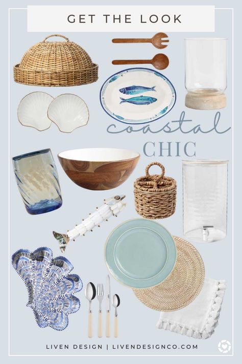 Coastal Cowgirl Tablescape, Hamptons Table Setting, Coastal Table Setting, Charger Placemats, Port Merion, Coastal Dishes, Boho Dishes, Coastal Dining Table, Coastal Food