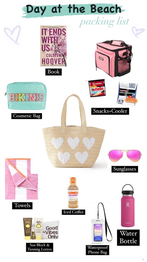 What To Bring To The Beach For A Day, What To Pack For A Pool Day, Beach Nessesities List, Stuff To Take To The Beach, Beach Bag Essentials For Moms, Beach Nessesities, Beach Supplies List, Beach Day Bag Essentials, What To Bring To The Beach Aesthetic