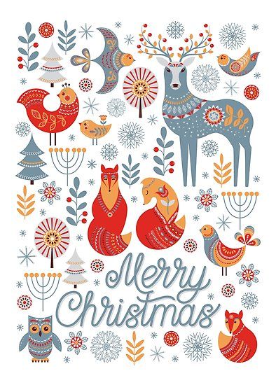 The pattern of animals, flowers, trees, birds. The #Scandinavian style. Folk art. #Christmas pattern.  #Posters #folkart #merrychristmas Scandinavian Folk Art Christmas Cards, Scandinavian Border Design, Folk Art Trees, Scandinavian Folk Art Swedish Style, Scandinavian Folk Art Christmas, Folk Art Christmas Tree, Winter Botanicals, Christmas Scandinavian Style, Christmas Folk Art