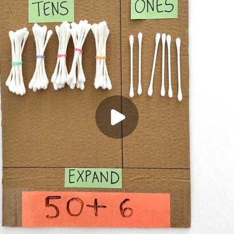 Nisha | Creative and Fun Learning Ideas on Instagram: "SAVE this idea for quick 2 min diy to practice place value. Make bundles of 10 qtips for tens and use single ones for ones. Follow @learnwithkidscrafts for more ideas. #activitiesforkids #handsonlearning #kidslearning #toddleractivities #easyplayideas #kidactivities #preschoolactivities #simpleactivities #montessoriathome #earlylearning #kindergarten #homelearning #momhack #preschoolathome #earlychildhood #learningisfun #earlyyear Place Values Activities, Tens Ones Activities, Ones Tens Activity, Tens And Ones Activities Kindergarten, Ones And Tens Activities, Evs Tlm For Primary Classes, Place Value Activities 1st, Tens And Ones Activity, Tens And Ones Activities