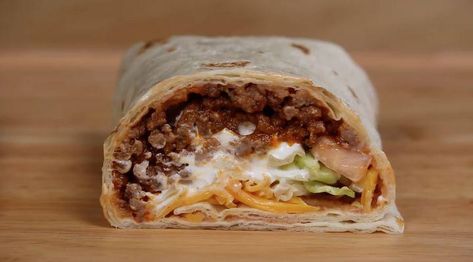 Fullfilling Food, Taco Bell Burrito Supreme Recipe, Taco Bell Burrito Recipe, Taco Bell Burrito Supreme, Burrito Supreme Recipe, Taco Bell Burrito, Burrito Supreme, Copycat Meals, Taco Bell Breakfast