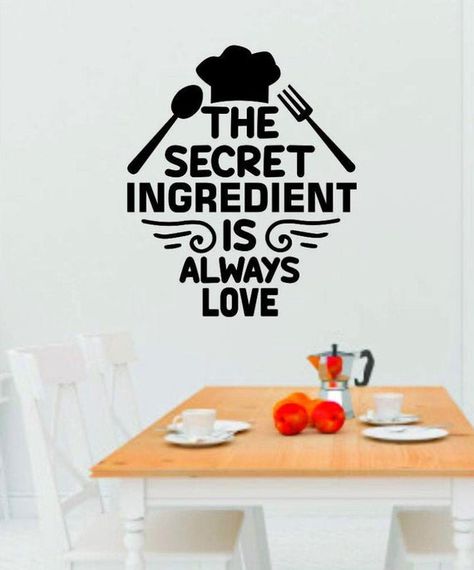 Secret Ingredient Love Quote Decal Sticker Wall Vinyl Art Wall Bedroom Room Decor Decoration Inspira Art Wall Bedroom, Recovery Sayings, Vinyl Art Wall, Paint For Kitchen Walls, Inspirational Funny, Custom Word Art, Kitchen Wall Decals, Kitchen Quotes, Quote Decals