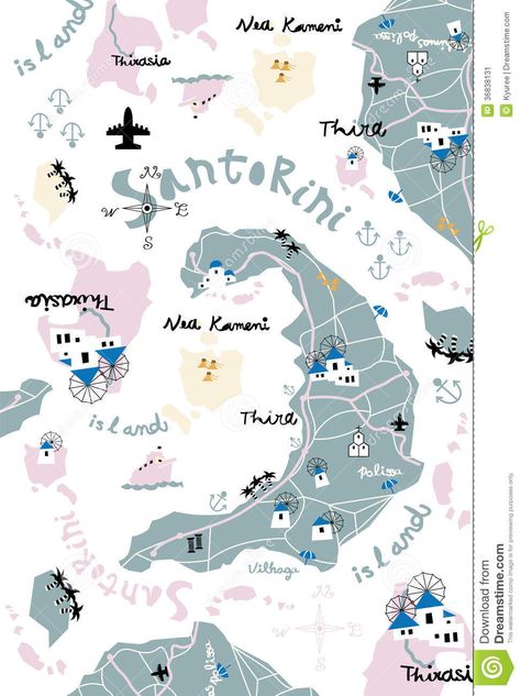 Santorini Map - Download From Over 41 Million High Quality Stock Photos, Images, Vectors. Sign up for FREE today. Image: 36838131 Santorini Map, Hallway Artwork, Greece Map, Illustrated Maps, City Branding, Travel Printables, Greek Flag, Map Projects, Map Icons