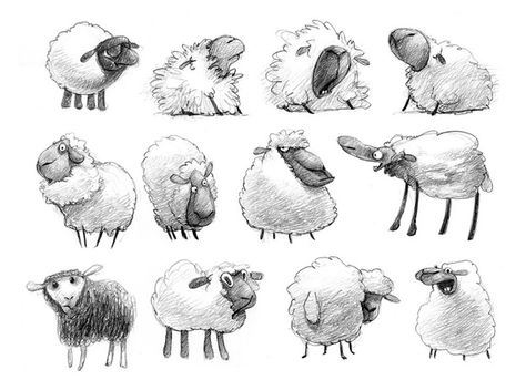 @portfoliobox Sheep Character, Sheep Drawing, Sheep Cartoon, Sheep Illustration, Funny Sheep, Animal Caricature, Animal Art Projects, Bd Art, Sheep Art