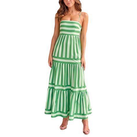 PRICES MAY VARY. Material: Women striped print maxi dress made from high quality 100%polyester. Super soft and breathable texture. The beach maxi dress for women is lightweight and comfortable to wear. Feature: Women's 2024 summer boho dress, sleeveless summer casual beach long dress, casual summer dresses,square neck, spaghetti straps, smocked back, stripes print, tiered hem. A must-have for your summer vacation. Design: Women striped long flowy dress, with invisible pockets, is perfect to show Long Tiered Dress, Striped Print Dresses, Pyjama Satin, Dress Backless, Midi Slip Dress, Vacation Outfit, Striped Maxi, Striped Maxi Dresses, Pocket Dress