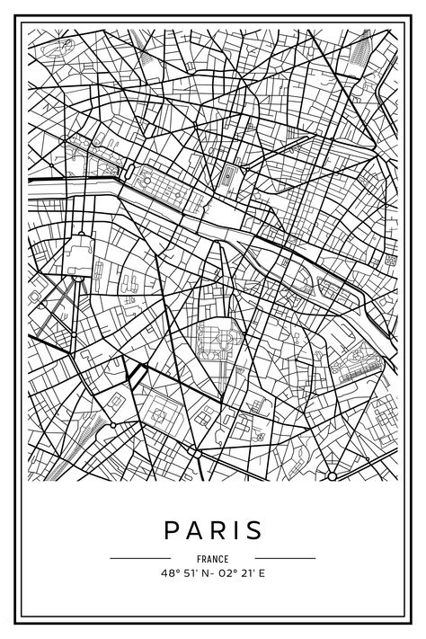 Paris City Map Print, Modern Contemporary poster in 5 different aspect ratios to fit all frame sizes. Black and White. DIGITAL DOWNLOAD. Paris Map Print, Paris City Map, London City Map, Germany Map, Ravensburger Puzzle, London Map, Paris Map, City Map Art, Printable Maps