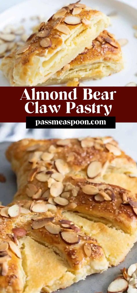 This almond bear claw pastry is the perfect sweet treat to pair with a cup of coffee! Almond Bear Claws, Bear Claw Recipe, Almond Pastry, Dessert Breakfast, Yeast Breads, Holiday Dessert Recipes, Bear Claw, Bear Claws, Pastry Sheets