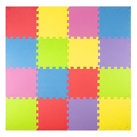 Foam Play Mats (16 Tiles   Borders) Kids Puzzle Playmat Tiles | Non-Toxic Interlocking Floor Children Foam Floor Tiles, Foam Mat Flooring, Interlocking Flooring, Foam Tiles, Camping With A Baby, Floor Puzzle, Foam Flooring, Baby Room Rugs, Play Mats