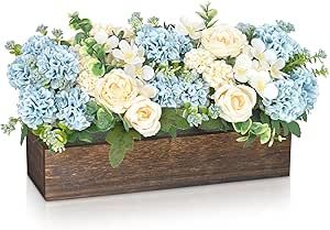 Wedding Centerpieces Short, Hydrangea Living Room Decor, Low Profile Wedding Centerpieces, Blue And Green Centerpiece, Blue Flower Wedding Centerpieces, Blue Hydrangea Flower Arrangements, Blue Bridal Shower Centerpieces, Beach Theme Wedding Centerpieces, Spring Floral Arrangements Centerpieces