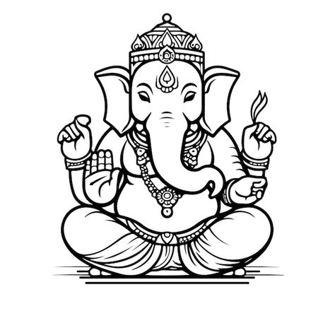 Ganesha Coloring Page, Lord Ganesha Line Art, Ganesh Line Drawing, Lakshmi Ganesh Diwali Drawing Sketch, Ganesh Festival Drawing, Ganesha Chaturthi Drawing, Ganesh Drawing Sketch, Ganesha Sketch Pencil Easy To Draw, Ganesha Drawing Sketches Easy