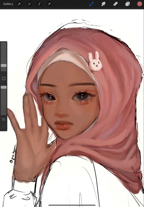 Jelly Art Reference, Jelly Artstyle Traditional, Yumkyuum Art, Jelly Drawing Style, Jelly Art Style Full Body Drawing, Bubble Art Style, How To Draw Hijab, Puririkaaa Art, Hijabi Drawing