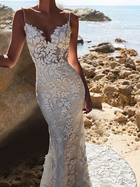 Wedding Dresses Mermaid Trumpet, Boho Wedding Dresses, Wedding Dresses Mermaid, Cheap Wedding Dresses Online, Wedding Dress Store, Dresses Mermaid, Beach Boho, Evening Dresses Cocktail, Lace Bridal Gown