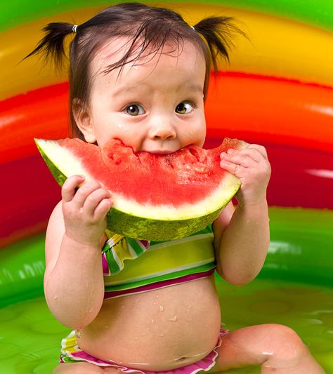 7 Amazing Health Benefits Of Watermelon For Babies Baby Cost, Summer Safety Tips, Summer Safety, Foto Newborn, Eating Watermelon, Inflatable Pool, Little People, Baby Pictures, Baby Love