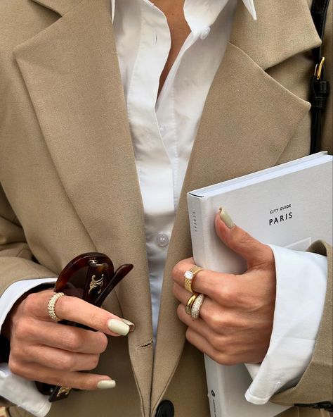 Blazer style 🫶🏻 #blazerlove #minimalchic #minimaloutfit Details Aesthetic, Bold Rings, Jewelry Ads, Blazer Style, Instagram Nails, Minimal Outfit, Clothing Photography, Everyday Rings, Minimal Chic