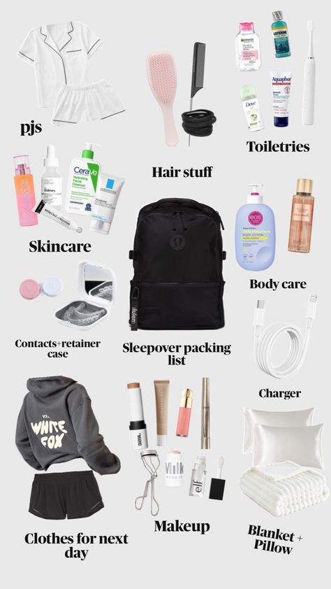 Things To Pack For An Overnight Trip, Overnight Essentials Packing Lists, Over Night Packing List, Packing List Overnight, What To Pack In Your Sleepover Bag, The Gaeltacht, What To Pack In A Sleepover Bag, Packing List For School Trip, Overnight Bag Essentials Sleepover