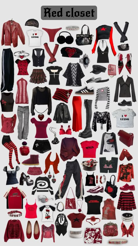 Scarlet Outfit Aesthetic, Red Party Outfit Aesthetic, Red Acubi Outfit, Doja Cat Outfits Inspo Ideas, Red Star Outfit, Red Rockstar Outfit, Girl In Red Concert Outfit Ideas, Red Outfit Inspo Taylor Swift, Red Era Outfit Ideas