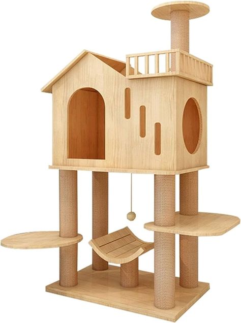 Amazon.com : QJM Cat Tree Tower - Modern Cat Tree,Large Cat Climbing Frame Activity Centre Tree House Castle with Sisal Scratching Posts and Condos green : Pet Supplies Tree House Castle, Homemade Cat Tower, Heated Cat House, Feral Cat House, Cat Furniture Design, Kitten Decor, Kitten House, House Castle, Cardboard Cat House