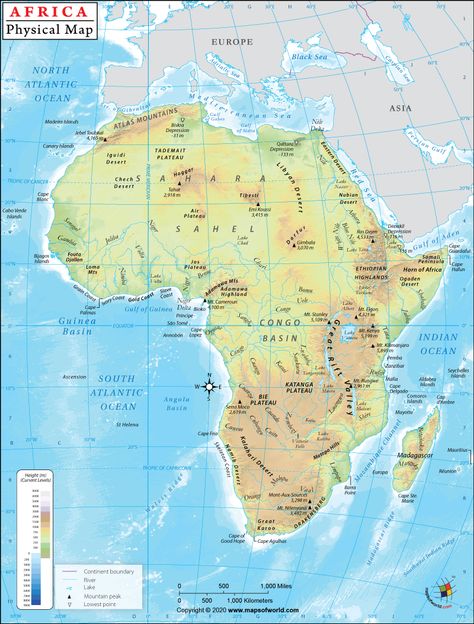 Africa Physical Map | Physical Map of Africa Free Printable World Map, Social Studies Maps, Blank World Map, Ias Notes, Learning Maps, Interactive Notebooks Social Studies, Upsc Notes, Geography Worksheets, Map Of Africa