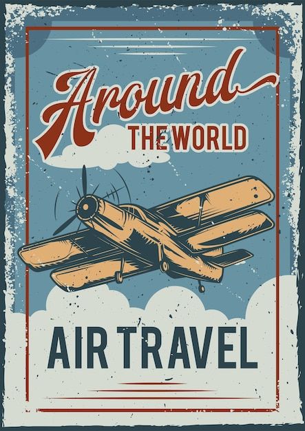 Vector Poster Design, Airplane Illustration, Airplane Icon, Airplane Poster, Airplane Vector, Travel Infographic, Vector Poster, Vintage Planes, The Blue Sky