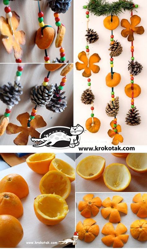 Get in the October spirit with this delicious smelling garland! Dried Decor, Pin Ornaments, Dried Orange Peel, Pinecone Garland, Diy Christmas Garland, Dried Oranges, Natural Christmas, Diy Garland, Noel Christmas