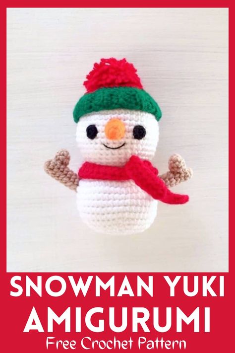 Crochet Snowman Yuki Amigurumi Pattern Free Amigurumi Pattern Free, Crochet Star Patterns, Crochet Princess, Crochet Snowman, Mini Crochet, Crochet Pouch, Crochet Animals Free Patterns, Crochet Stars, Snowmen Patterns